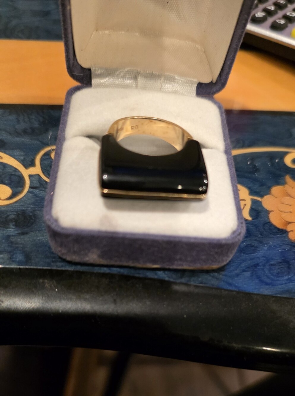 Black Onyx Rectangular 10 K Gold Ring
